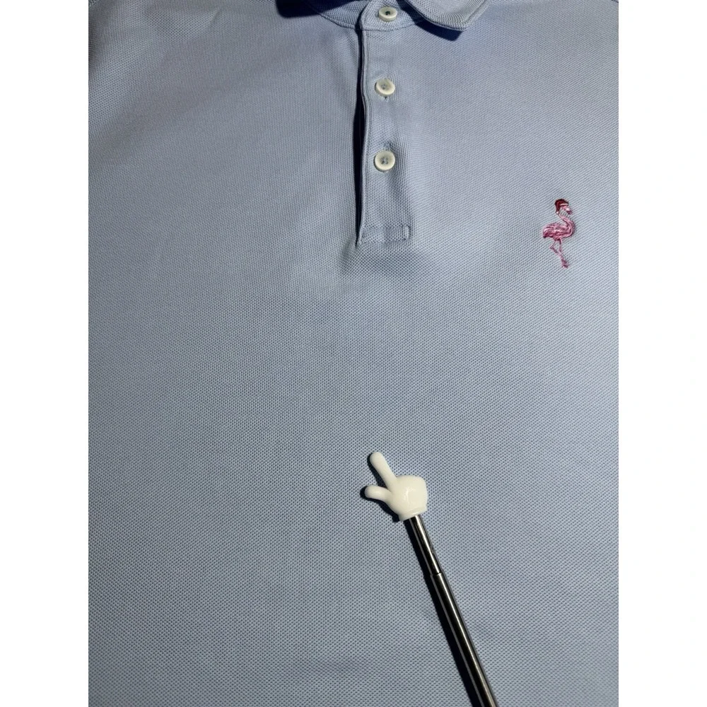 Tommy Bahama IslandZone Supima Cotton Polo Shirt Mens XL Light Blue Flamingo S/S